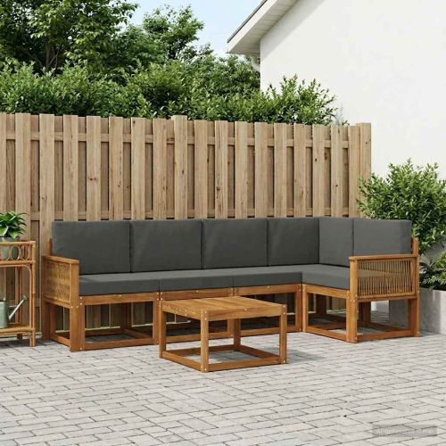 Комплект дивани за открито 6 pcs Натурален и Антрацит