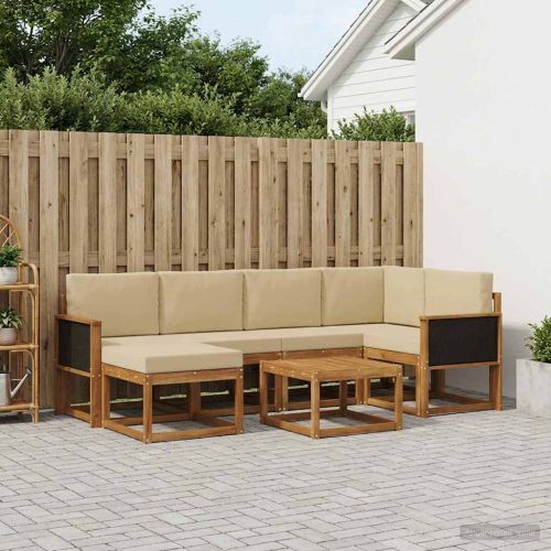 Комплект дивани за открито 7 pcs Натурален и Бежов
