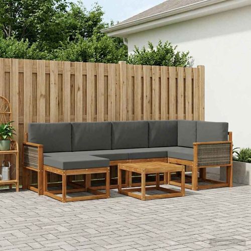 Комплект дивани за открито 7 pcs Натурален и Антрацит
