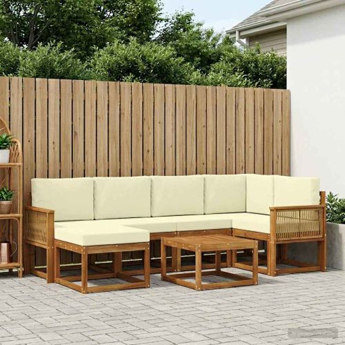 Комплект дивани за открито 7 pcs Натурален и Крема