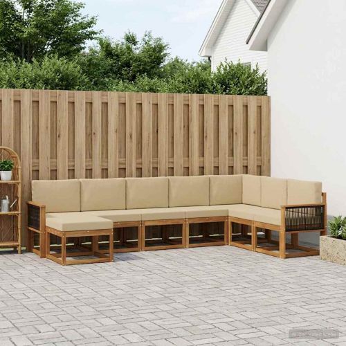 Комплект дивани за открито 8 pcs Натурален и Бежов