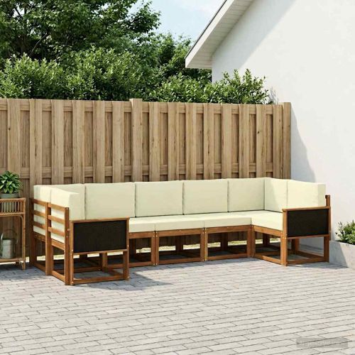 Комплект дивани за открито 7 pcs Натурален и Крема