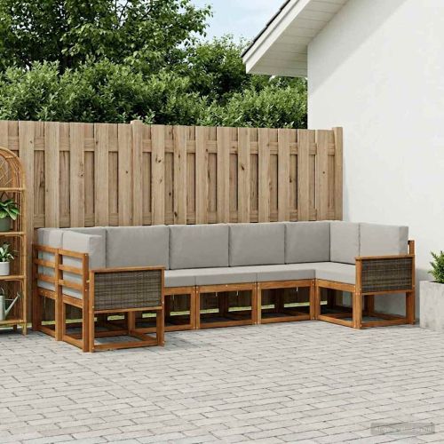 Комплект дивани за открито 7 pcs Натурално и светлосиво