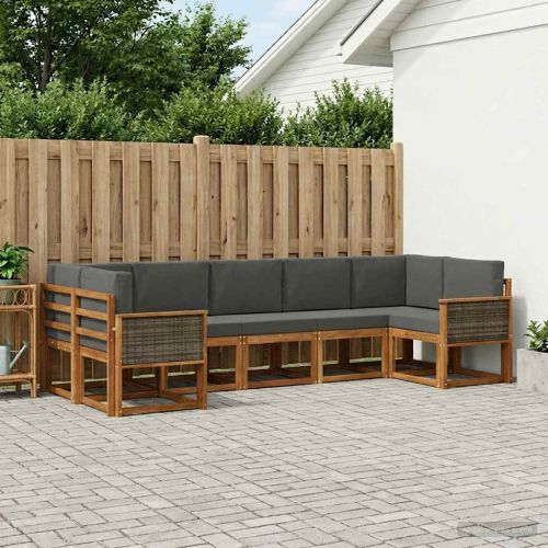 Комплект дивани за открито 7 pcs Натурален и Антрацит