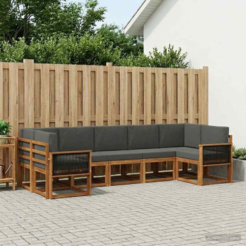 Комплект дивани за открито 7 pcs Натурален и Антрацит