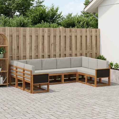 Комплект дивани за открито 9 pcs Натурално и светлосиво