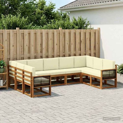 Комплект дивани за открито 9 pcs Натурален и Крема