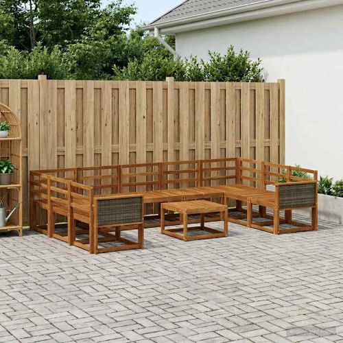 Комплект дивани за открито 10 pcs Натурално