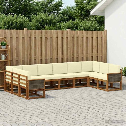 Комплект дивани за открито 10 pcs Натурален и Крема