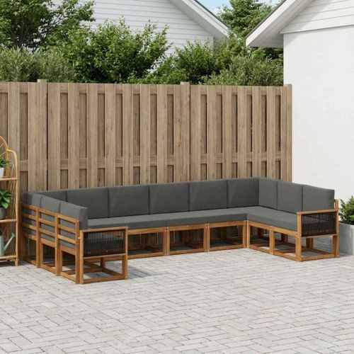 Комплект дивани за открито 10 pcs Натурален и Антрацит