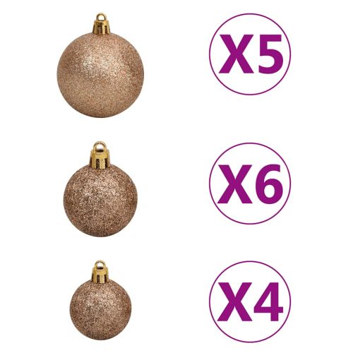 Изкуствена светеща половин коледна елха с топки зелена 150 см