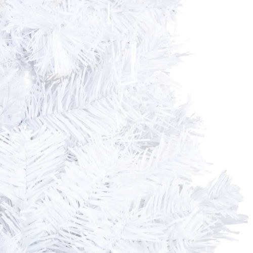 Изкуствена осветена коледна елха с топки бяла 150 см PVC
