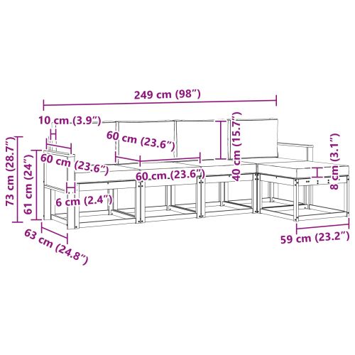 Комплект дивани за открито 5 pcs Натурален и Крема Полиестер