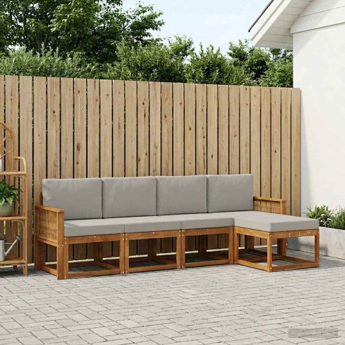 Комплект дивани за открито 5 pcs Натурално и светлосиво