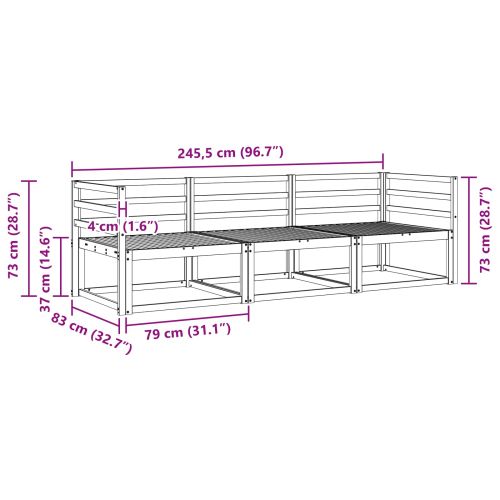 Комплект дивани за открито 3 pcs Бяло 245,5 x 83 x 73 см
