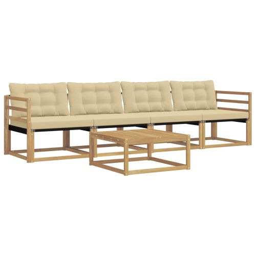 Комплект дивани за открито 5 pcs Бяло и Бежово 79 x 79 x 37 см