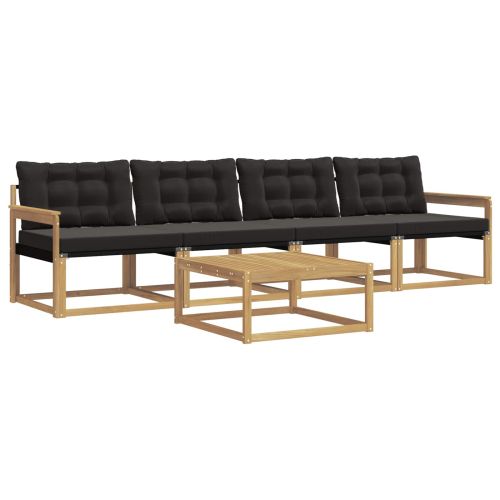 Комплект дивани за открито 5 pcs Бяло и черно 79 x 79 x 37 см