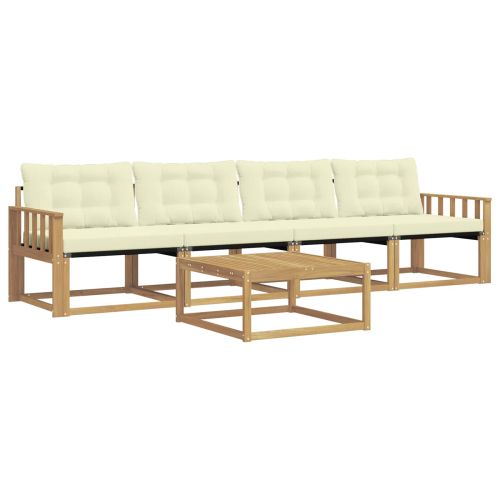 Комплект дивани за открито 5 pcs Бяло и кремаво 79 x 79 x 37 см
