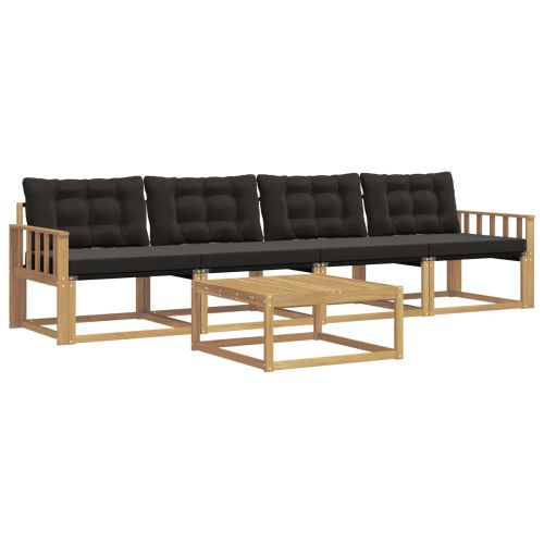 Комплект дивани за открито 5 pcs Бяло и черно 79 x 79 x 37 см