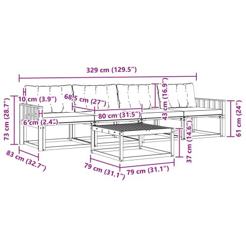 Комплект дивани за открито 5 pcs Бяло и черно 79 x 79 x 37 см