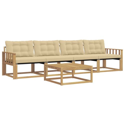 Комплект дивани за открито 5 pcs Бяло и Бежово 79 x 79 x 37 см