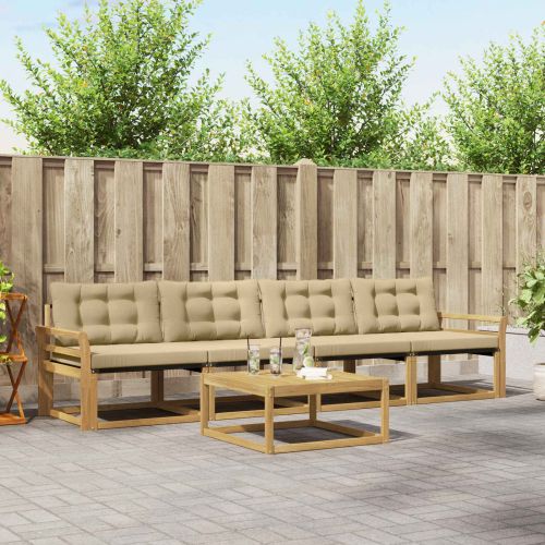 Комплект дивани за открито 5 pcs Бяло и Бежово 79 x 79 x 37 см