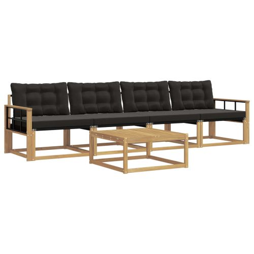 Комплект дивани за открито 5 pcs Бяло и черно 79 x 79 x 37 см