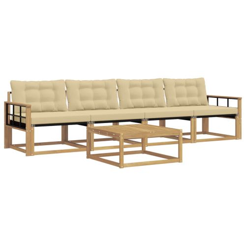 Комплект дивани за открито 5 pcs Бяло и Бежово 79 x 79 x 37 см