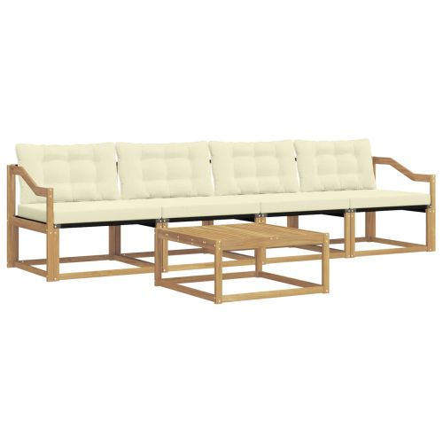 Комплект дивани за открито 5 pcs Бяло и кремаво 79 x 79 x 37 см