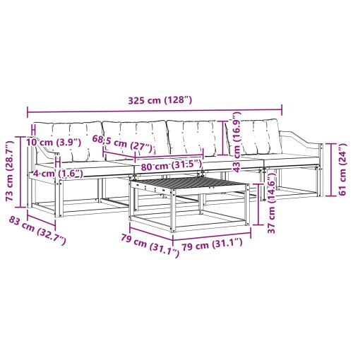 Комплект дивани за открито 5 pcs Бяло и кремаво 79 x 79 x 37 см