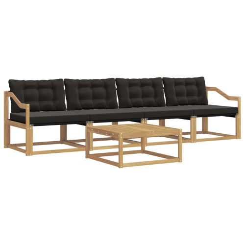 Комплект дивани за открито 5 pcs Бяло и черно 79 x 79 x 37 см