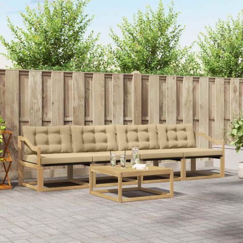 Комплект дивани за открито 5 pcs Бяло и Бежово 79 x 79 x 37 см