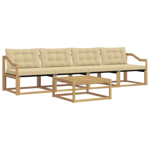Комплект дивани за открито 5 pcs Бяло и Бежово 79 x 79 x 37 см