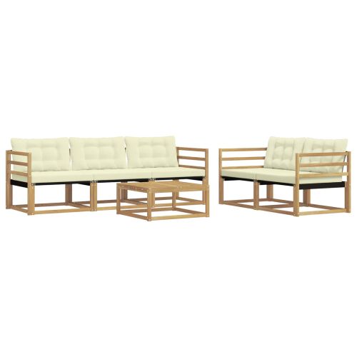 Комплект дивани за открито 6 pcs Бяло и кремаво 79 x 79 x 37 см