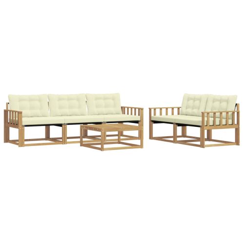 Комплект дивани за открито 6 pcs Бяло и кремаво 79 x 79 x 37 см