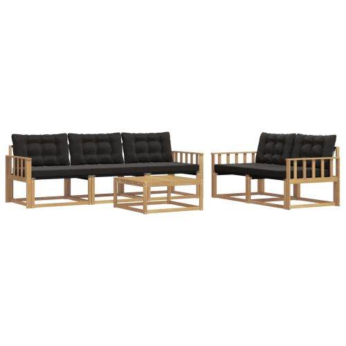 Комплект дивани за открито 6 pcs Бяло и черно 79 x 79 x 37 см