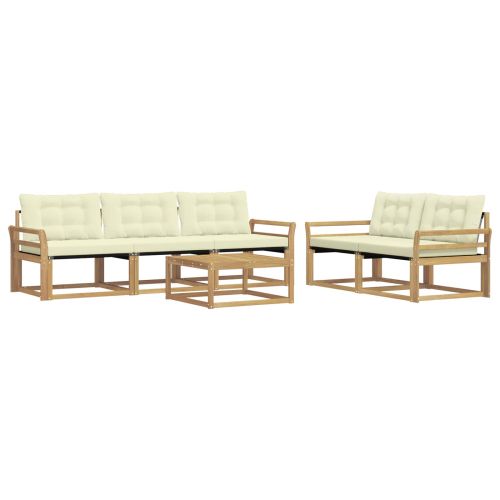 Комплект дивани за открито 6 pcs Бяло и кремаво 79 x 79 x 37 см