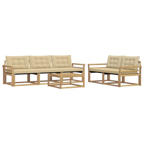 Комплект дивани за открито 6 pcs Бяло и Бежово 79 x 79 x 37 см