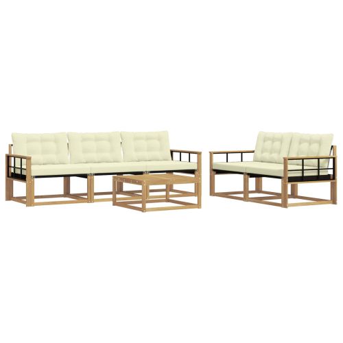 Комплект дивани за открито 6 pcs Бяло и кремаво 79 x 79 x 37 см