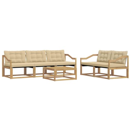 Комплект дивани за открито 6 pcs Бяло и Бежово 79 x 79 x 37 см
