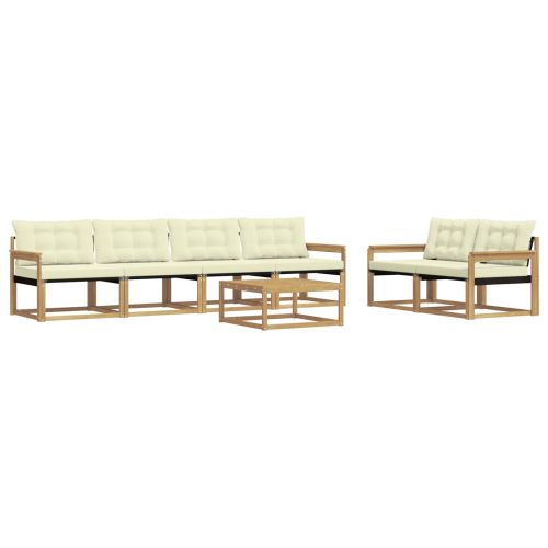 Комплект дивани за открито 7 pcs Бяло и кремаво 79 x 79 x 37 см