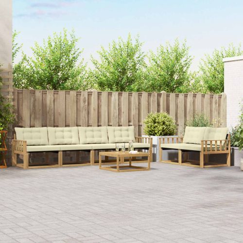 Комплект дивани за открито 7 pcs Бяло и кремаво 79 x 79 x 37 см