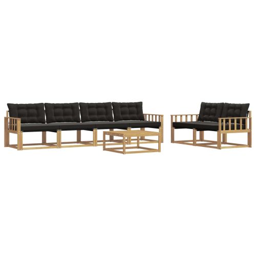 Комплект дивани за открито 7 pcs Бяло и черно 79 x 79 x 37 см