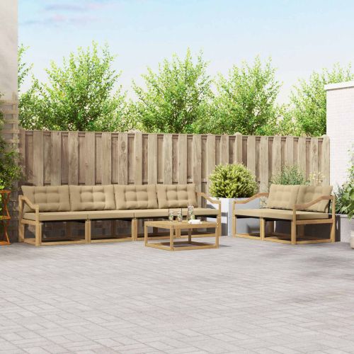 Комплект дивани за открито 7 pcs Бяло и Бежово 79 x 79 x 37 см
