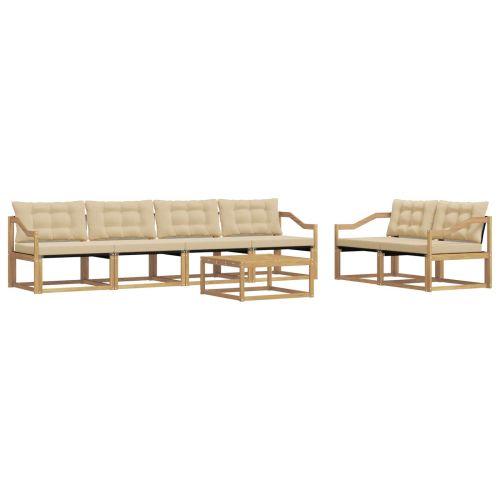 Комплект дивани за открито 7 pcs Бяло и Бежово 79 x 79 x 37 см