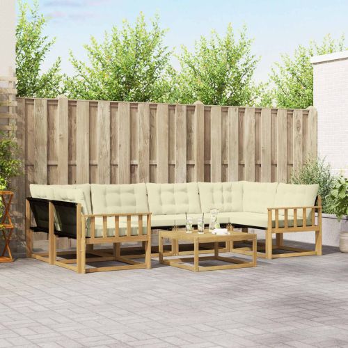 Комплект дивани за открито 7 pcs Бяло и кремаво 79 x 79 x 37 см