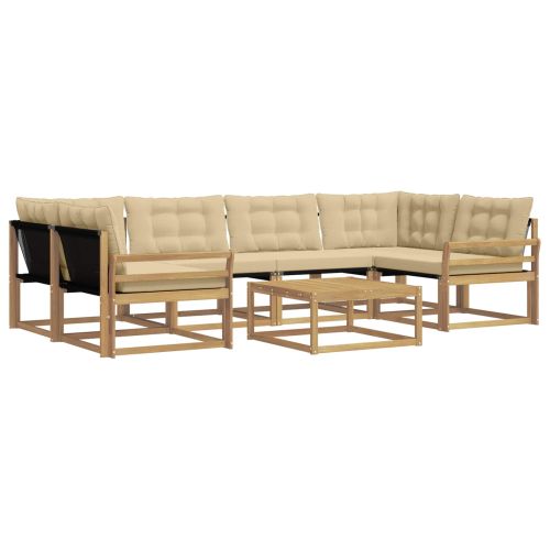 Комплект дивани за открито 7 pcs Бяло и Бежово 79 x 79 x 37 см