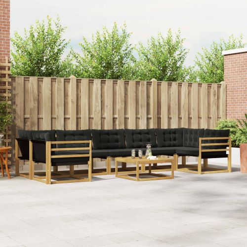Комплект дивани за открито 8 pcs Бяло и черно 79 x 79 x 37 см