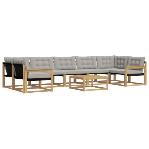 Комплект дивани за открито 8 pcs Бяло и светлосиво