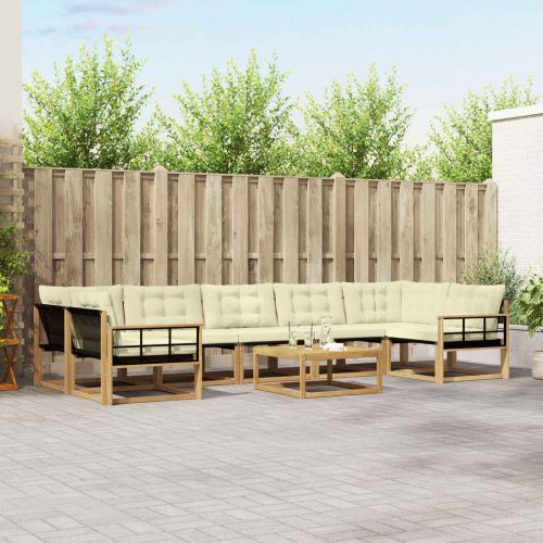 Комплект дивани за открито 8 pcs Бяло и кремаво 79 x 79 x 37 см